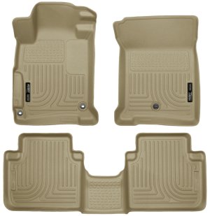 Honda Accord Floor Liners - Front + Rear - Husky Liners - WeatherBeater - Tan - 2013